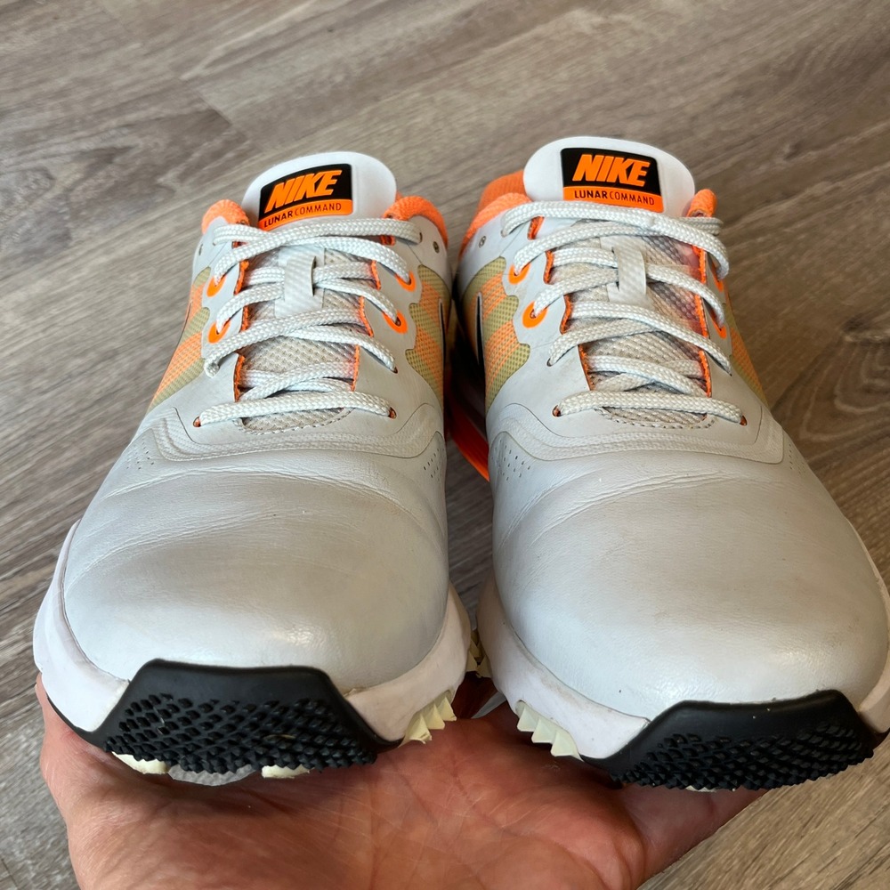Nike Lunar Command Mens Golf Shoes White Orange Black‎ Spiked 704844-101 Size 10 - Picture 5 of 9